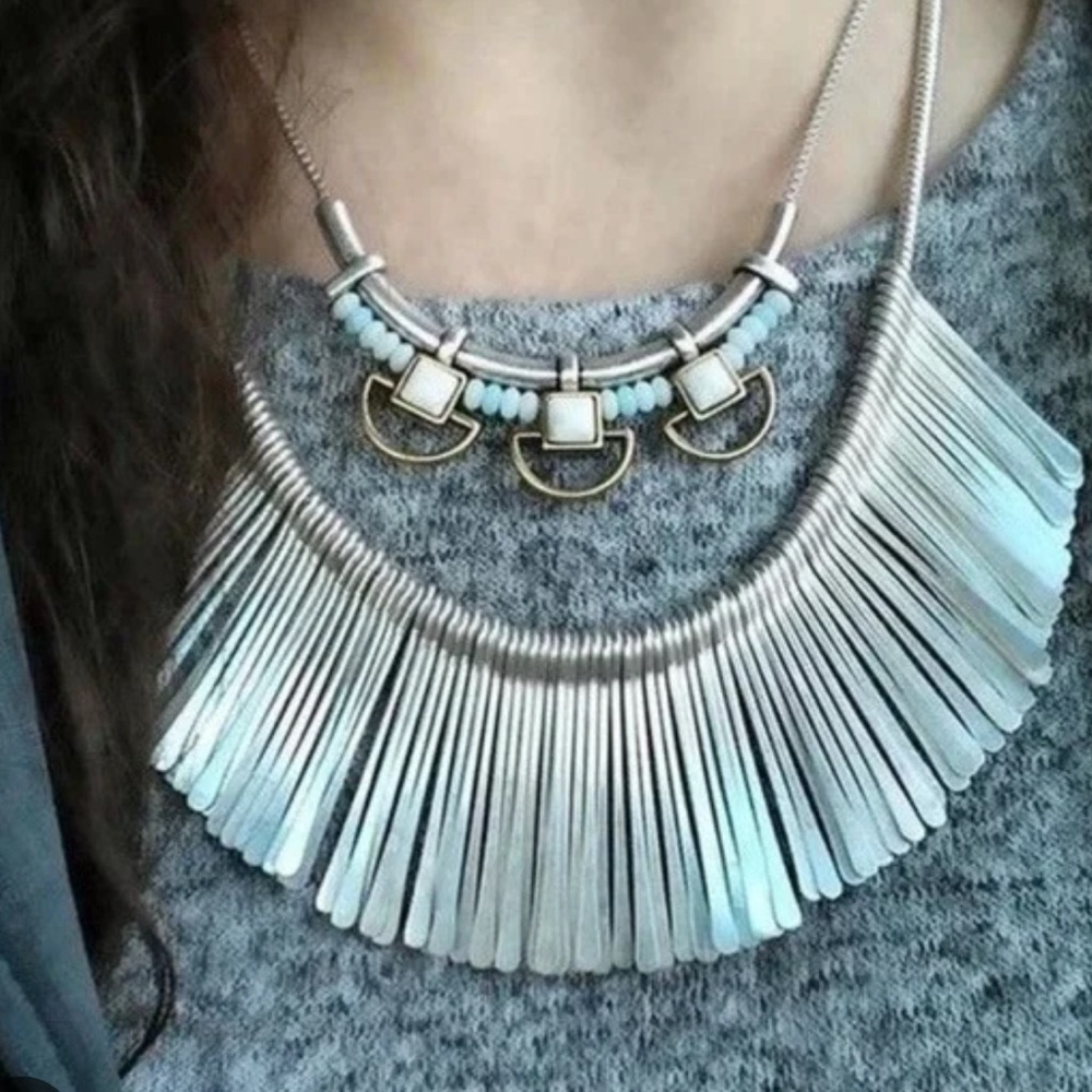 Silver Stella & Dot Fringe Necklace